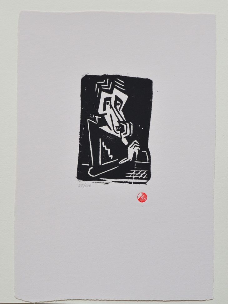 Soubor osmi linorytů - Závistivec (cena za soubor 8 linorytů s přebalem - samostatně neprodejné) - 1